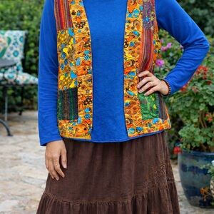 Kathmandu Colorful Mushroom Patchwork Vest